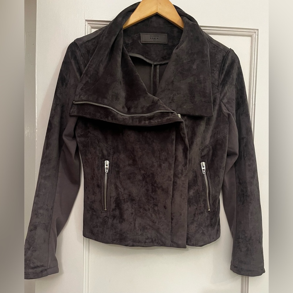BlankNYC Faux Grey Suede Moto Jacket. Size S.